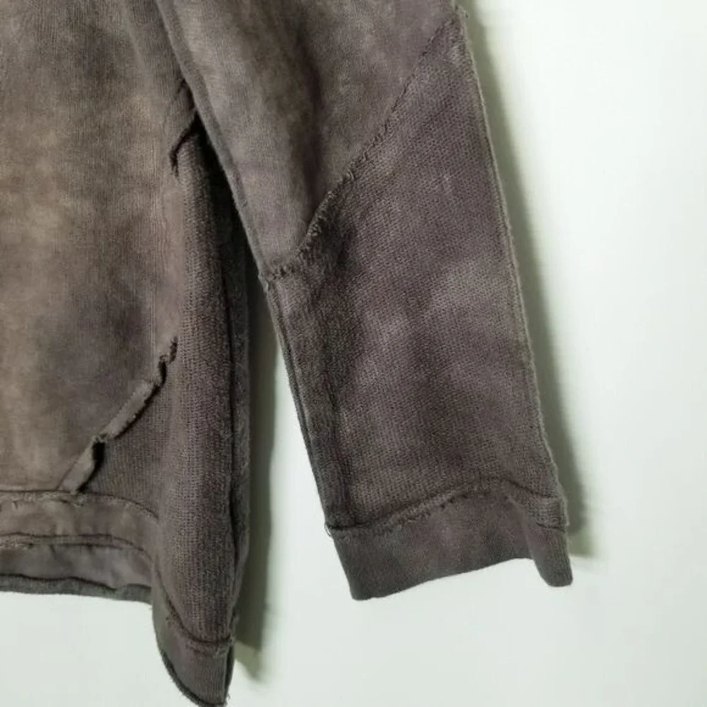 Free People Sweater Brown Tie Dye Blotches Oversized Embroidered Beachy Boho‎ XS